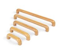KOVNISE 6 PCS Cabinet Pulls Solid Wood Pulls Beech Pulls Original Wood Color Simple Style for Cabinet Cupboard Door Drawer Dresser Drawer Cabinet Wood Wooden Door Handle (6, 96MM)