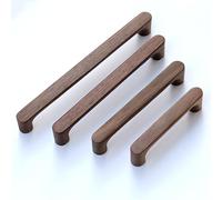 KOVNISE Cabinet Pulls Solid Wood Pulls Dark Walnut Original Wood Color Simple Modern Style for Cabinet Cupboard Door Drawer Dresser Drawer (6, 160MM)