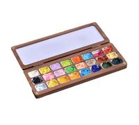 KOVNISE Paint Palette Wooden Watercolour Palette with Lid Square Buckle Acrylic Paint Palette with 24 Grids for Army Painter Pocket Watercolour Painters Artists Beginner Paint Pallets for Children