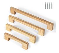 KOVNISE Wooden Handles for Cabinet Solid Handle Cabinet Pulls Solid Wood Pulls Beech Original Wood Color Simple Modern Style for Cabinet Cupboard Door Drawer Dresser Drawer (2, 96MM)