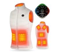 KOVNLO Heated Vest Women, 5 in 1 Smart Controller, Lights-out Design, Electric Heated Jackets (Battery Pack Not Included), White, M