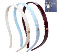 KOVOLITU Glasses Headbands No Pressure No Headache Comfortable Fashion Thin for Women Sisters Girls Gifts White Wine Powder Blue 3 Pack