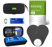 KOVOQ CGM Sensor Patches & Insulin Travel Case - Waterproof Adhesive Patches with Reusable Hard Shell + Insulated Medication Cooler with Ice Brick for Diabetes Supplies Travel & Daily Use