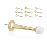 KOVOSCH 10 Pack Gold Solid Rigid Door Stops - Heavy Duty Door Stoppers Wall Protector with Soft Rubber Tips, Brushed Brass