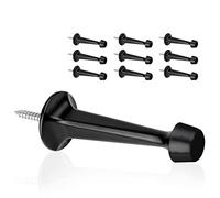 KOVOSCH 10 Pack Solid Rigid Door Stops - Heavy Duty Door Stoppers Wall Protector with Soft Rubber Tips, Black