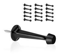 KOVOSCH 16 Pack Solid Rigid Door Stops with Soft Rubber Tips - Heavy Duty Durable Door Stoppers Wall Protector（Black）