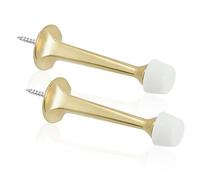KOVOSCH 2 Pack Gold Solid Rigid Door Stops - Heavy Duty Door Stoppers Wall Protector with Soft Rubber Tips, Brushed Brass