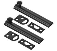 KOVOSCH 2 Pack Solid Brass Surface Bolt 4 Inch, Heavy Duty Concealed Slide Surface Door Bolt, Black