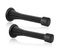KOVOSCH 2 Pack Spring Door Stops Black- 3-1/4" Flexible Spring Door Stopper with Black Rubber Bumper Tips