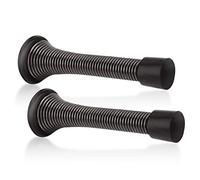KOVOSCH 2 Pack Spring Door Stops Oil Rubbed Bronze - 3-1/4" Flexible Spring Door Stopper with Black Rubber Bumper Tips