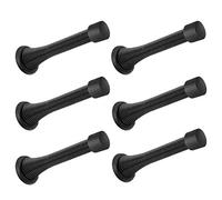 KOVOSCH 6 Pack Spring Door Stopper Black- 3-1/4" Flexible Spring Door Stops with Black Rubber Bumper Tips