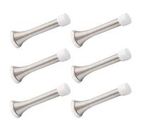 KOVOSCH 6 Pack Spring Door Stops Brushed Satin Nickel- 3-1/4" Flexible Spring Door Stopper with White Rubber Bumper Tips