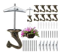 KOVOSCH 8 Pack Ceiling Hooks for Hanging Plants, 1.5 Inches Large Heavy Duty Swag Hooks for Ceiling, Lights, Birdfeeders, Planters, Indoor Outdoor Wall Decorative Hooks, Antique Bronze