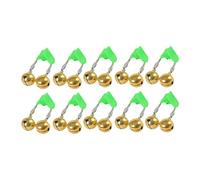 kowaku 10 Pieces Fishing Rod Alarm Bell with Double Bells Portable Alarm Easy Attachment for Fishing in The Dark, Gold Clip
