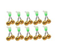 kowaku 10 Pieces Fishing Rod Alarm Bell with Double Bells Portable Alarm Easy Attachment for Fishing in The Dark, Gold Spiral