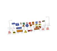 kowaku 28 Pieces 1/64 Street Road Signs Playset Model Park Desktop Ornament Layout Decoration S Scale Scenes Diorama Scenery Decor, A
