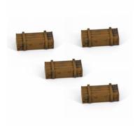 kowaku 4 Pieces 1:72 Scale Crate Pre-Painted Mini Wooden Crate 3D Printed Diorama Prop for Model Builders Scenes, Scene Layouts, Brown