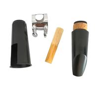kowaku 4 Pieces Clarinet Mouthpiece Complete Kit with Ligature Mouthpiece And for Woodwind Instrument Easy to Sound Suitable for Beginners And Students, Silver clip