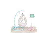 kowaku 4 Pieces Miniature Swing Chair Set Cozy Dollhouse Swing with Stand Soft Carpet for Tabletop Display, Blue Hanging Chair