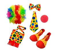 kowaku 6Pcs Clown Costume Set Include Nose Bow Tie Bag Shoes for Halloween