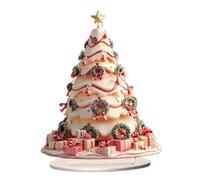 kowaku Acrylic Christmas Tree Decoration Handicraft Table Decoration Gift with Stand Festive and Stable for Living Room Office Bedroom, White Pink
