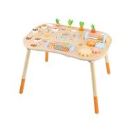 kowaku Activity Table Wooden Busy Table Learning Table With Fine Motor Shape Sorting Rotating Gears Storage Net Thick Legs suitable for nursery
