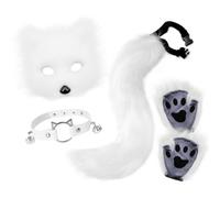 kowaku animals Costume Set Masked Endearing Creature Cosplay Accessories Soft Animal Headpiece Set for Teens, Halloween, White