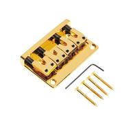 kowaku Bass Bridge Electric Guitar Fixed Bridge Replacement, Metal Bridge Top Loading with Screws Wrench for Show Exercise, Gold