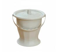 kowaku Bedside Urinal Portable Toilet Commodes Chamber Pot with Lid Raised Structure for Stability Tight Sealing Cover Lightweight with Handle Removable Loop, Khaki, Short Wo Ring