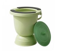 kowaku Bedside Urinal Portable Toilet Commodes Chamber Pot with Lid Raised Structure for Stability Tight Sealing Cover Lightweight with Handle Removable Loop, Green, Tall W Ring and Pad
