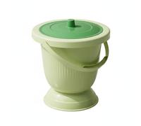 kowaku Bedside Urinal Portable Toilet Commodes Chamber Pot with Lid Raised Structure for Stability Tight Sealing Cover Lightweight with Handle Removable Loop, Green, Short W Ring