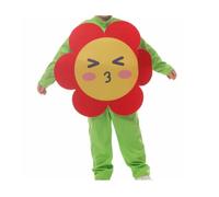kowaku Botanical Green Costume with Face Print Playful, Gender-Neutral, Collared Flower Costume Jumpsuit, for School Events, Group Activities, Kids, Cosplayers