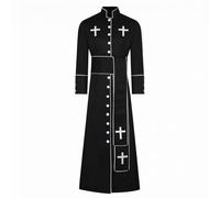 kowaku Button-down Clergy Robe Stand Button-Front Robe Long Sleeves, Black, S