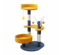 kowaku Cat Climbing Structure Cat Activity Center Cat With Sisal Posts Soft Tiers Elevated Perches And Dangling Toy Suitable, Blue And Yellow, Star Moon Cat Teasing Ball Style