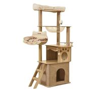 kowaku Cat Climbing Structure Featuring Wooden Multi-Level Frame Sisal Wrapped Scratching Columns Enclosed Cat Shelter Transparent Bed Suitable for Activity Comfort Leisure, 40 55 150cm