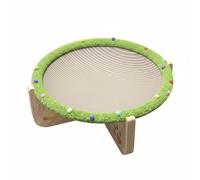 kowaku Cat Scratching Board Hammock Bed Sisal Pad Wooden Structure Linen Surface Elevated Sleeper Suitable for Feline Play Apartment Living Cat Furniture, 50-15cm