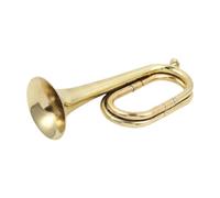 kowaku Cavalry Trumpet Marching Bugle Music Instrument Small Brass Bugle Full Brass Trumpet for School Beginner Cavalry Children, Gold