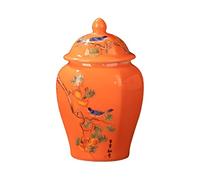 kowaku Ceramic Ginger Jar Porcelain Jars, Asian Ginger Jar Vase, for Table Decoration Wedding Weddings, Persimmon