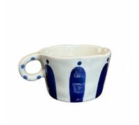kowaku Ceramic Mug Dots Mug Cup Tea Cup with Playful Vintage Pattern and Comfortable Handle Suitable for Home Beverage Service Office Sip Leisure Moments, Blue, Small Polka Dot Coffee Cup