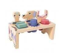 kowaku Children Coordination Game Wooden Pounding Toy Shape Sorter Matching Bench Activity Table promotes problem solving with animal and geometric blocks suitable for early education home play
