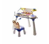 kowaku Children Electronic Piano DJ Keyboard Toy with Drum Pads Music Learning Tool Singing Accessory Multifunction Play Suitable for Home Classroom Early Education, Blue