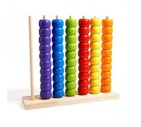 kowaku Children Learning Beads Stacking Toy Peg Board Bead Set Wooden Hoops Educational Playset Motor Skills Color Sorting Logical Thinking Suitable for preschool classroom home playroom, L