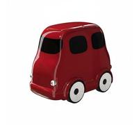 kowaku Children Storage Bin Cartoon Bus Shape Trash Can Garbage To Open Lid Decorative Molded Rounded Form Four Wheel Details Suitable for Bedroom Desk Small Areas Workplace, Red