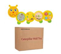 kowaku Children Wall Board Wooden Activity Board Busy Board Learning Panel Sensory Toy Design Promotes Attention And Focus Suitable for Classroom Preschool Home, A-style Caterpillar Wall Game