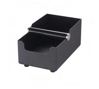 kowaku Coffee Grounds Bin Espresso Container Waste Drawer Can with Carbon Steel Construction and Silicone Knock Bar Compact Square Shape Easy to Dump Suitable for Kitchen Counter Coffee Cart, Black