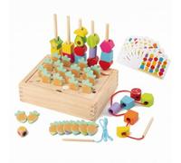 kowaku Colorful Threading Toy with Strings | Wood Finish, hands on educational Toy Set, Fine Motor, Bead Threading Set, Preschoolers
