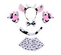 kowaku Cow Cosplay Set Ears Bow Tie Skit Gloves Tail Set Cartoon Roles Playing for Gift, Bowtie No Bell