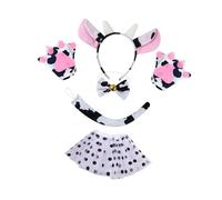 kowaku Cow Cosplay Set Ears Bow Tie Skit Gloves Tail Set Cartoon Roles Playing for Gift, Bowtie with Bell