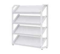kowaku Desktop Iron Storage and Display Rack Slanted Display Rack and Space-Saving Desk Organizer for Hobbyists, Studios, White, 50x15x55cm