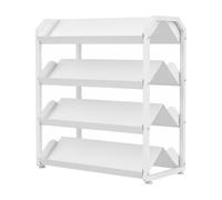 kowaku Desktop Iron Storage and Display Rack Slanted Display Rack and Space-Saving Desk Organizer for Hobbyists, Studios, White, 50x25x55cm